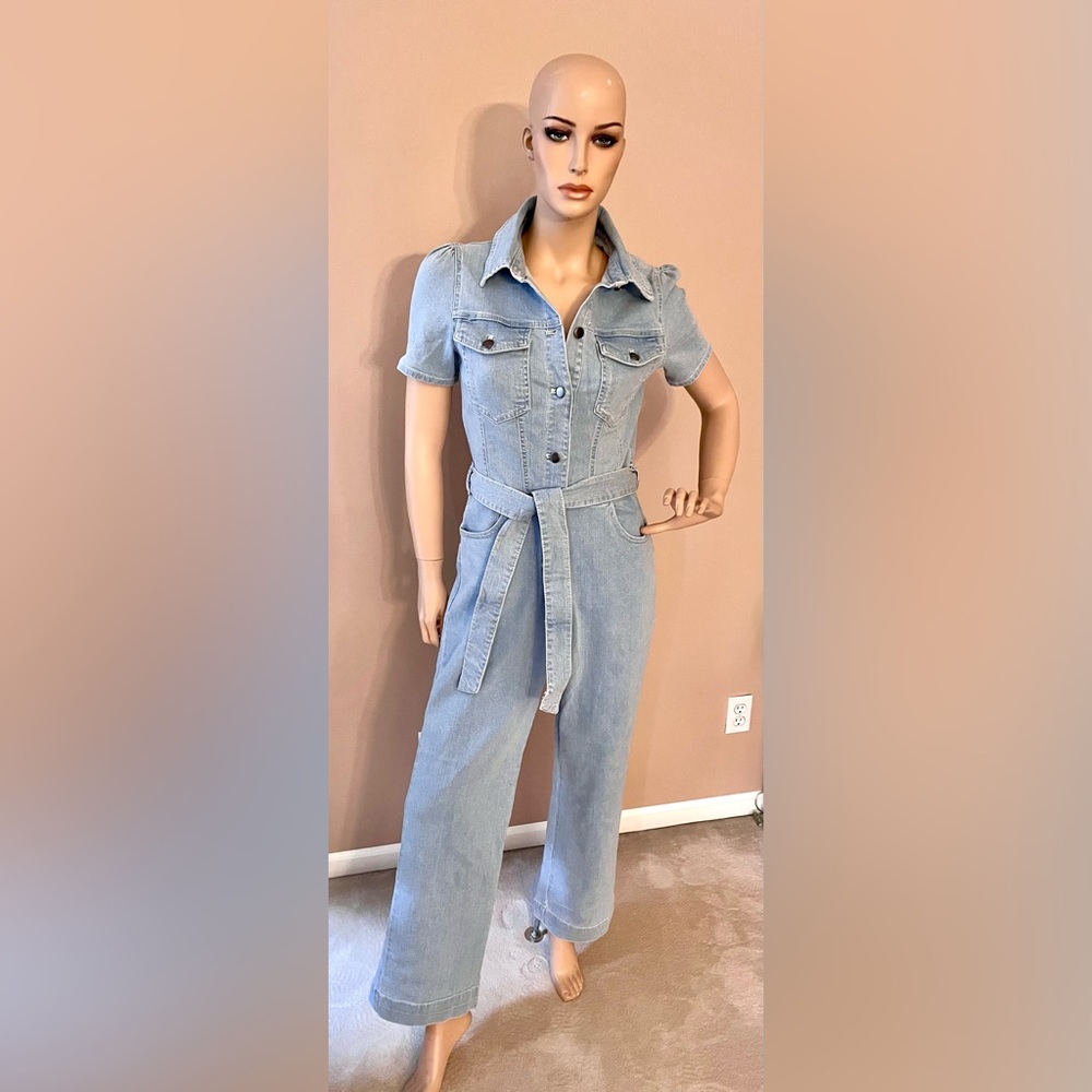 Avec Les Filles Denim Jumpsuit Sz 29 M - NWT